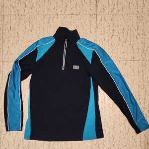Armani Exchange Blue 1/4 Zip Up Collared Long Sleeve Spellout Logo Shirt